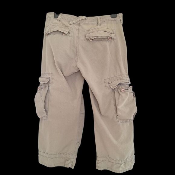 Joie Ripstop Cropped Cargo Pants VTG Y2K MADE IN USA Khaki Button Fly size 27 - Picture 3 of 16